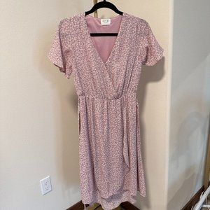 Pink Flower Midi Dress